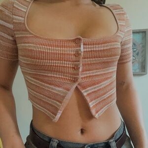 stripe knit split top 🧶